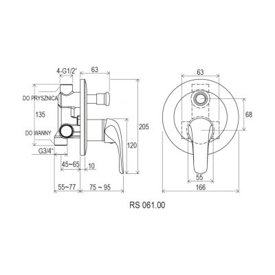 Ravak Rosa RS 061.00 bateria wannowo-prysznicowa podtynkowa chrom X070014