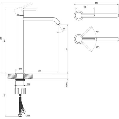 Ravak Espirit bateria umywalkowa stojąca grafit X070311