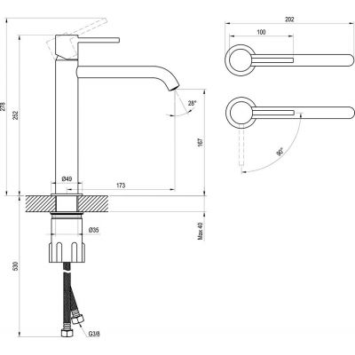 Ravak Espirit bateria umywalkowa stojąca BeCool grafit szczotkowany X070401