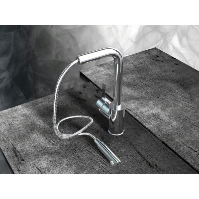 Rea Bolero bateria kuchenna stojąca z wyciąganą wylewką czarna/chrom REA-B0987