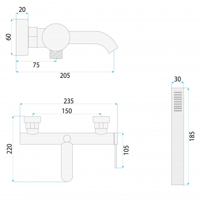 Rea Spot bateria wannowo-prysznicowa ścienna złota szczotkowana REA-B2083