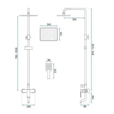 Rea Hass zestaw prysznicowy ścienny z deszczownicą złoty szczotkowany REA-B9972