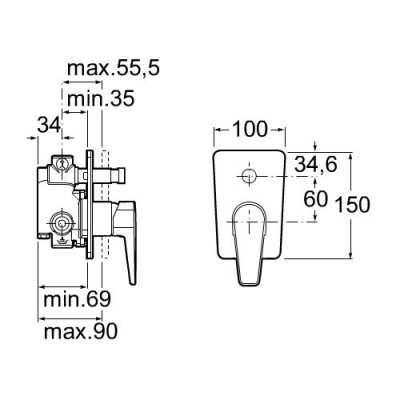 Roca Esmai bateria wannowo-natryskowa podtynkowa jednouchwytowa A5A0631C00