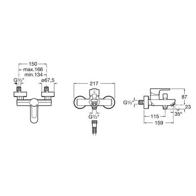Roca L-20 bateria wannowo-natryskowa ścienna A5A0209C00