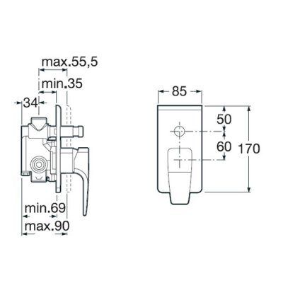 Roca Thesis bateria wannowo-natryskowa podtynkowa A5A0650C00