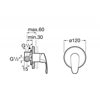 Roca Monodin-N bateria natryskowa podtynkowa jednouchwytowa A5A2207C00