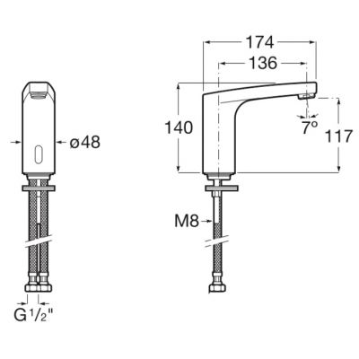 Roca L70-E bateria umywalkowa elektroniczna z mieszaczem chrom A5A5B09C0