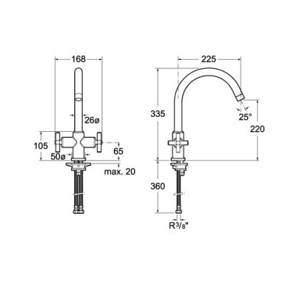 Roca Loft bateria zlewozmywakowa sztorcowa A5A8443C00