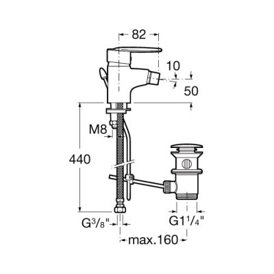Bateria bidetowa chrom Roca Vectra A5A6061C00