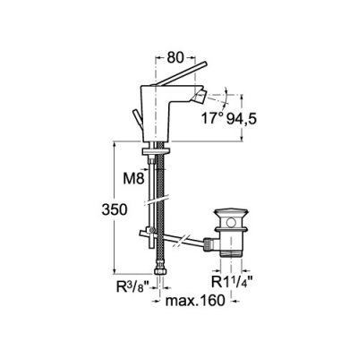 Bateria bidetowa sztocowa Roca Touch A5A6047C00