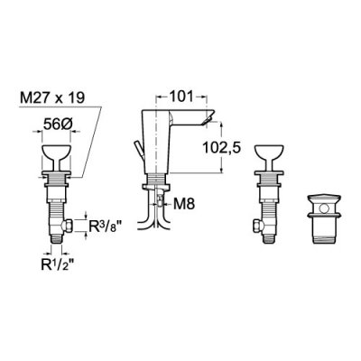 Bateria umywalkowa sztorcowa Roca Touch A5A4447C00