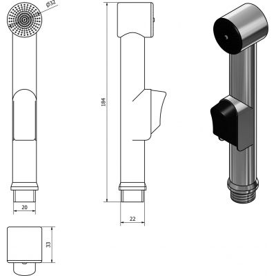 Sapho bateria umywalkowa ze słuchawką typu Bidetta chrom 1209-05