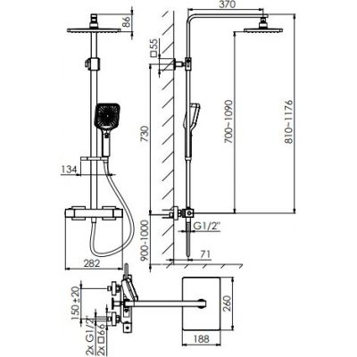 Steinberg 342 zestaw wannowo-prysznicowy ścienny termostatyczny z deszczownicą chrom 342 2721