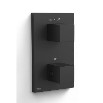 Tres Therm-Box bateria wannowo-prysznicowa podtynkowa termostatyczna czarny mat 00625001NM
