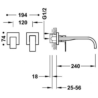 Tres Cuadro bateria umywalkowa podtynkowa złoty 24-K 00630002OR