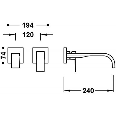 Tres Cuadro-Tres bateria umywalkowa podtynkowa złoty mat 24k 00630022OM