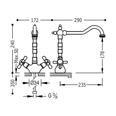 Tres Retro-Tres bateria kuchenna chrom 1.24.342.61