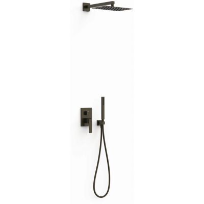 Tres Slim Exclusive zestaw prysznicowy podtynkowy z deszczownicą czarny brąz 20228004KMB