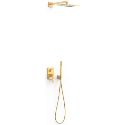 Tres Slim Exclusive zestaw prysznicowy podtynkowy z deszczownicą złoty mat 20228004OM