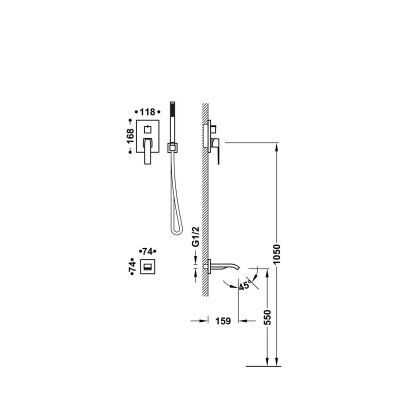 Tres Exclusive zestaw wannowo-prysznicowy podtynkowy stal 20238007AC