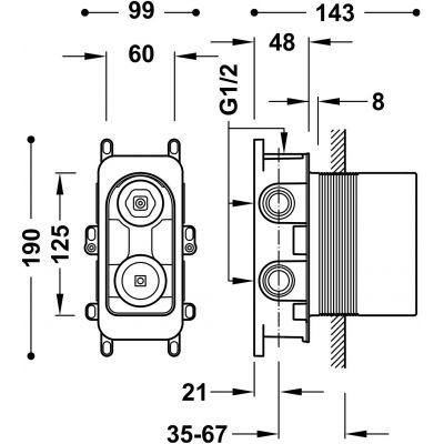 Tres Rapid Box element podtynkowy baterii 20827310