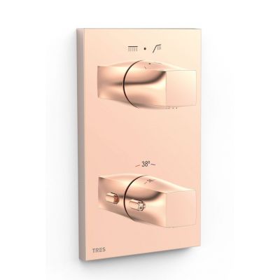 Tres Therm-Box bateria wannowo-prysznicowa podtynkowa termostatyczna różowe złoto 24-K 21125001OP