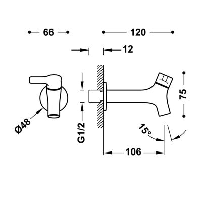 Tres Base zawór ścienny chrom 21552002