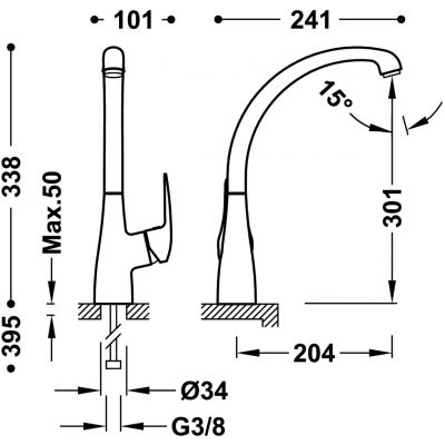 Tres Cocina bateria kuchenna stojąca chrom 21644710