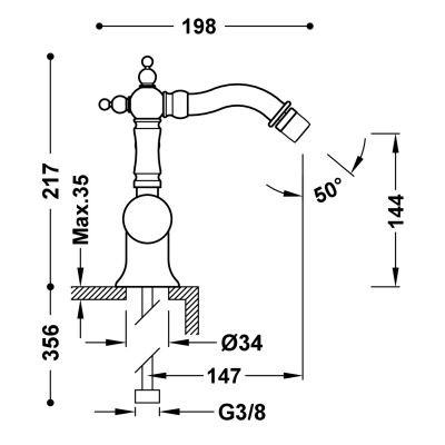 Tres Clasic bateria bidetowa stojąca stal 24222001AC