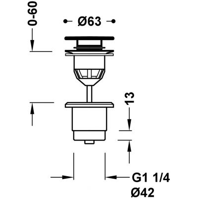 Tres Simple korek do umywalki czarny brąz 24284001KMB