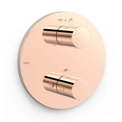 Tres Therm-Box bateria wannowo-prysznicowa podtynkowa termostatyczna różowe złoto 24-K 26225001OP