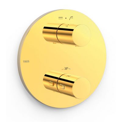 Tres Therm-Box bateria wannowo-prysznicowa podtynkowa termostatyczna złoty połysk 24-K 26225001OR