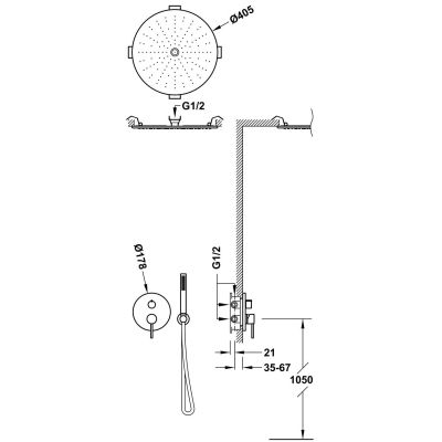 Tres Rapid Box zestaw wannowo-prysznicowy podtynkowy z deszczownicą matowe różowe złoto 26227301OPM