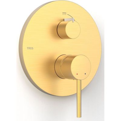 Tres Selection bateria wannowo-prysznicowa podtynkowa złota 26228110OM