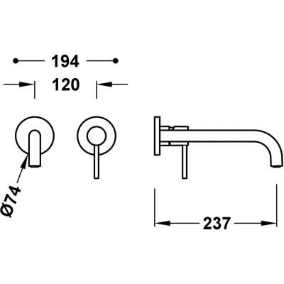 Tres Study bateria umywalkowa podtynkowa volcanic 26230022VO