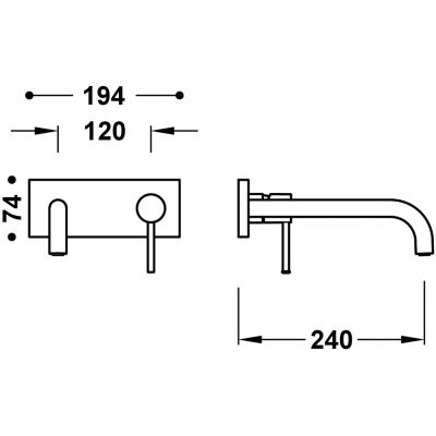 Tres Study bateria umywalkowa podtynkowa czarna 26230032NM