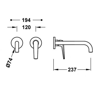 Tres Fuji bateria umywalkowa podtynkowa złota 28130022OPM