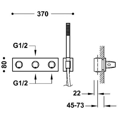 Tres B-System bateria wannowo-prysznicowa podtynkowa termostatyczna różowe złoto połysk 30725301OP