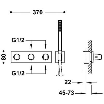 Tres B-System bateria wannowo-prysznicowa podtynkowa termostatyczna różowe złoto połysk 30725401OP