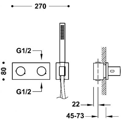 Tres B-System bateria wannowo-prysznicowa podtynkowa termostatyczna różowe złoto mat 30735201OPM