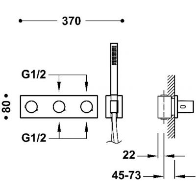 Tres B-System bateria wannowo-prysznicowa podtynkowa termostatyczna różowe złoto połysk 30735401OP