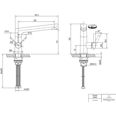 Villeroy & Boch Sorano bateria kuchenna stojąca stal 926600LC