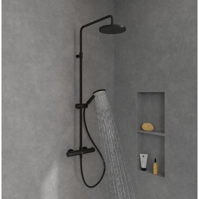 Villeroy & Boch Universal Showers zestaw prysznicowy ścienny termostatyczny z deszczownicą czarny mat TVS109002000K5