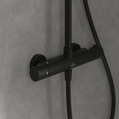 Villeroy & Boch Universal Showers zestaw prysznicowy ścienny termostatyczny z deszczownicą czarny mat TVS109002000K5