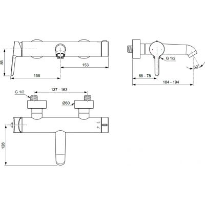 Villeroy & Boch Skyla bateria wannowo-prysznicowa ścienna chrom TVS11600300061
