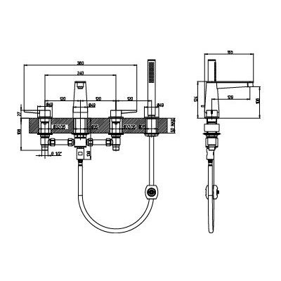 Villeroy & Boch Conum bateria wannowo-prysznicowa nawannowa czarny mat TVT127002000K5