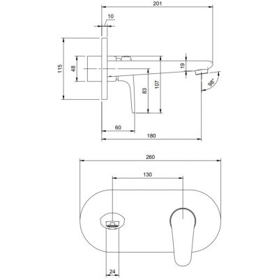 Villeroy & Boch O.Novo bateria umywalkowa ścienna chrom połysk TVW10511211061