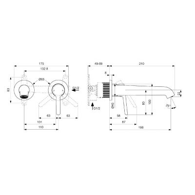 Villeroy & Boch Skyla bateria umywalkowa ścienna chrom `TVW11600100061