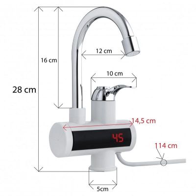 YokaHome Hiteo bateria kuchenna z przepływowym podgrzewaczem stojąca chrom-biała BZ.HITEO