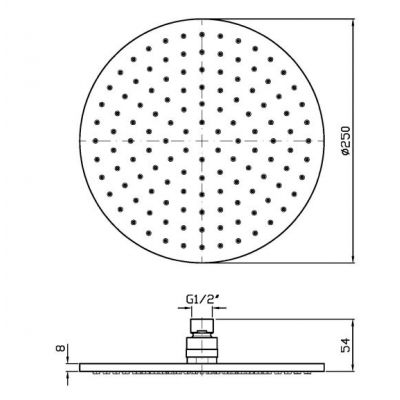 Zucchetti deszczownica 25 cm okrągła nikiel szczotkowany Z94312.C3